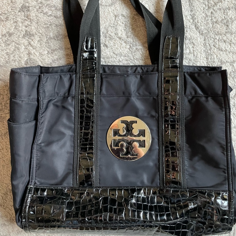 Black Snake Print Tory Burch Tote